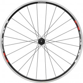 Колесо переднее SHIMANO R501, 28", клинчер, плоские спицы, с ободной лентой, черный